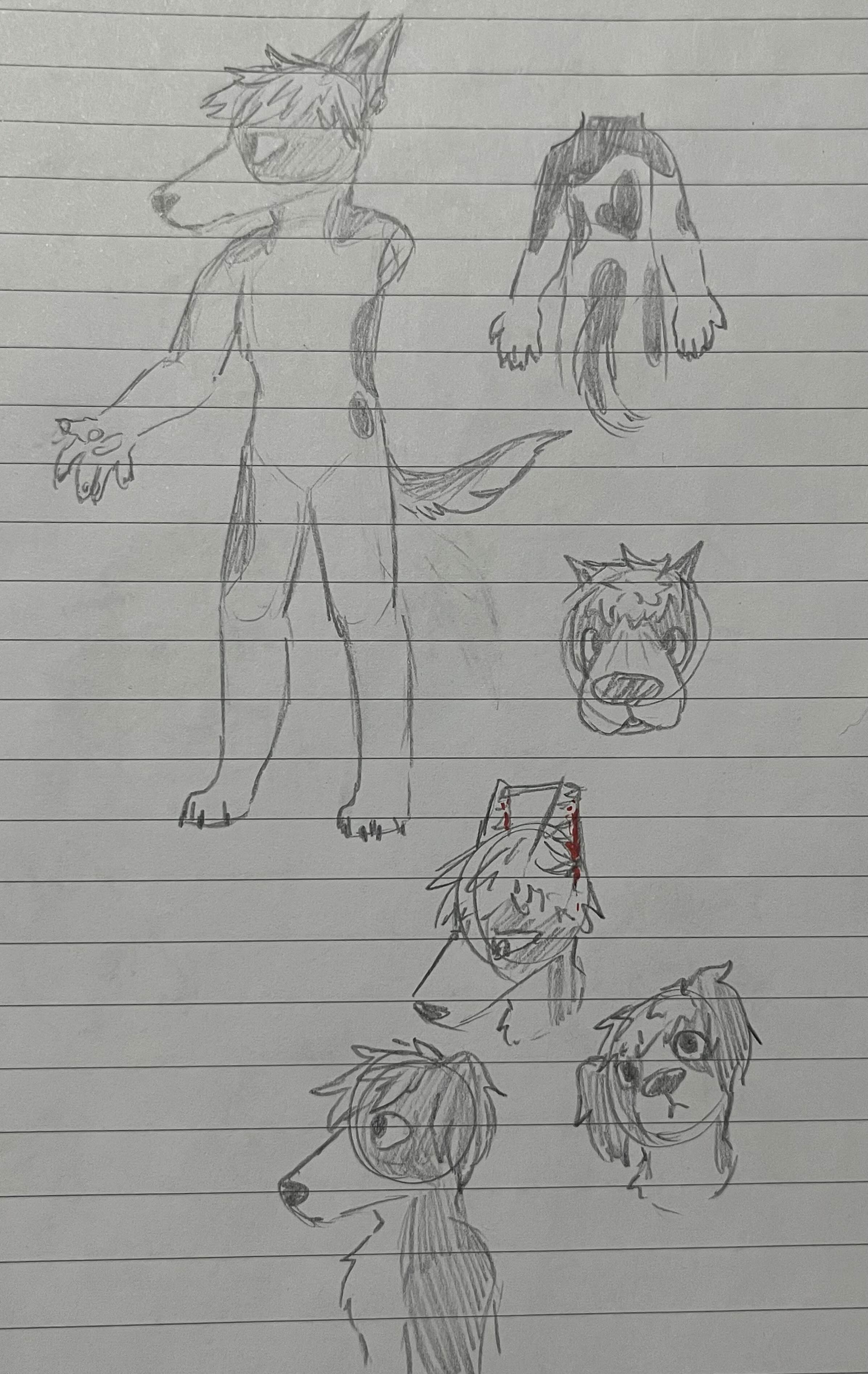 Clint Barton. Working out his design a bit more, I'd noticed I started drawing his ears more similarly to how I draw cropped ears and decided to roll with it. He'd been a saluki in my mind anyway, which is a breed with long floppy ears, so it didn't really make sense for his to randomly be upright